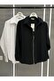 Women's Woven Terrycotton Fabric Front Zipper White Shirt New Collection - 2