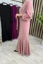 Mi̇zgi̇n Elbi̇se Crepe Fabric Women's Rose Stone Belted Skirt with Ruffles Stylish Hijab Dress - 2