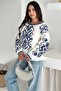 Women's White Balloon Sleeve Ethnic Pattern Embroidery Embroidered Cotton Blouse - 3