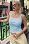 Blue Ribbed Look Strap Basic Undershirt Mg2236 - 2