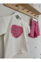 Heart Detailed Girl's Denim Shorts Set - 2