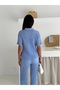 Blue Seersucker Fabric Summer Double Suit - 5