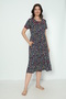 Women's Cotton Modal Fabric Button Detail Patterned Stylish Dress 7837 - 5