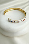 Gold Color Enamel Oval Colored Stone Design Handcuff Bracelet (Diameter: 6cm) - 2