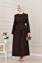 Vest with Stone Detail Tencel Dress - Brown - 2