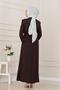 Vest with Stone Detail Tencel Dress - Brown - 5