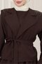 Vest with Stone Detail Tencel Dress - Brown - 4