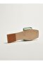 Green Leather Look Single Strap Women's Slippers - 6