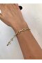 Stainless Steel 316L Gold Shiny Stone Heart Pattern Thick Flexible Bracelet - 2
