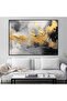 لوحة جدارية قماشية كانفس بتصميم فني تجريدي وتفاصيل رخامية، إطار فضي، 120×80 سم - 3