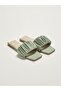 Green Leather Look Single Strap Women's Slippers