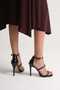 11 cm Heel 3 Band Stylish Shiny Black Patent Leather Women's Shoes - 3