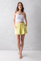 Women's Yellow Stretchy Lycra Elastic Waist Lace up Soft Textured Double Pocket Comfortable Modal Fabric Shorts - 5