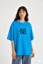 Oversize T-Shirt for Women - "Nevermind" Printed Wide Fit T-Shirt Unisex Blue