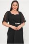 Women's Plus Size Heart Collar Chiffon Piece Stone Accessory Detail Pencil Stretchy Woven Evening Dress - 2