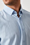 Light Blue Men's Linen Texture Shirt – 100% Cotton, Long Sleeve, Regular Fit, Stand Collar - 3