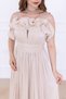 Chiffon Flounce Detailed Midi Dress - Beige - 3