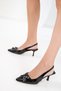Black Patent Leather Women's Classic Heeled Shoes 20781 - 2