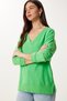 Women's Light Green V-neck Soft Knitted Sweater UB00197 - 2