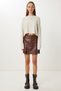 Women's Brown Slit Mini Faux Leather Shorts Skirt Gp00029 - 2