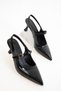 Black Patent Leather Women's Classic Heeled Shoes 20799 - 2