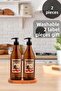 Amber Glass 2-Piece Liquid Soap Dispenser with Stand - Dish Detergent, 500ml Oval Wood - 3
