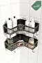 Set of 2 Adhesive Corner Bathroom Shelf Shower Shampoo Holder Wall Organizer Corner Organizer - 2