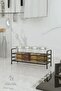 Bathroom Kitchen Organizer Modern Black Metal Spice Rack Stand - Countertop Metal Bathroom Organizer
