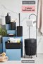 7-Piece Black Bathroom Set with Metal Stand, Bucket, Toilet Paper Holder, Cosmetic Box, Toothbrush Holder, and Soap Dish - 2