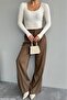 Women's Ecru U-Neck Long Sleeve Viscose Knitwear Blouse - 3