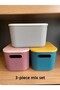 3 Pieces 6.2 Lt Storage Mix Color Cabinet Organizer Box with Lid - Clothing Sock Storage Container - 6