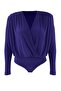 Lacivert Vatkalı Kruvaze Kapama Çıtçıtlı Örme Body TBBAW23CS00014 - 5