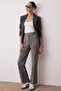 Gray Straight Fit High Waist Ribbed Stitch Woven Pants TWOSS21PL0093