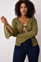 Khaki Premium Binding Detailed Textured V-Neck Flexible Knitted Large Size Blouse Tbbaw26Af00032 - 2