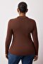 Kahverengi Polo Yaka Fitilli İnce Triko Bluz TBBAW26AF00001 - 4