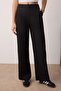 Siyah Wide Leg/Geniş Paça Pilili Dokuma Kumaş Pantolon TWOAW22PL0475 - 3
