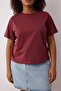 Bordo Regular Fit Crop Büyük Beden T-shirt TBBSS25BF00061 - 3