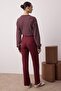 Bordo Straight/Düz Kesim Yüksek Bel Nervür Dikişli Dokuma Pantolon TWOSS21PL0093 - 4