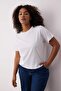 Beyaz Regular Fit Crop Büyük Beden T-shirt TBBSS25BF00061 - 2