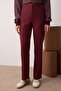 Bordo Straight/Düz Kesim Yüksek Bel Nervür Dikişli Dokuma Pantolon TWOSS21PL0093 - 3