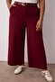 Özel Koleksiyon Bordo Wide Leg Premium Kemerli Büyük Beden Pantolon TBBAW26AR00001 - 3