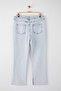 Açık Mavi Yüksek Bel Yırtmaç Detaylı Flare Fit Büyük Beden Jeans TBBAW26CJ00000 - 8