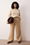Vizon Wide Leg/Geniş Paça Dokuma Büyük Beden Kumaş Pantolon TBBAW23AR00007