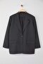 Antrasit Premium Oversize/Bol Kesim Astarlı Dokuma Blazer Ceket TBBAW26AG00007 - 5