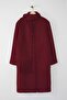 Bordo Şal Detaylı Mono Kapama Oversize Uzun Kaşe Kaban TWOAW26KB00041 - 6