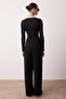 Siyah Toka Detaylı Wideleg/Geniş Paça Örme Pantolon TWOAW26PL00022 - 4