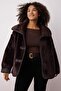 Kahverengi Oversize Kalıp Peluş Büyük Beden Mont TWOAW26AW00016