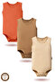 100% Organic Cotton Sleeveless Baby Bodysuit with Snap Fasteners 3 Pack