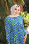 Green Patterned Skirt Layered Viscon Dress - 6