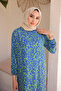 Green Patterned Skirt Layered Viscon Dress - 3